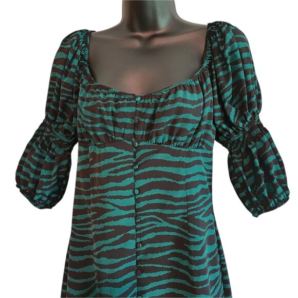 Nasty Gal zebra print dress green & black size 6 NWT - Picture 2 of 9